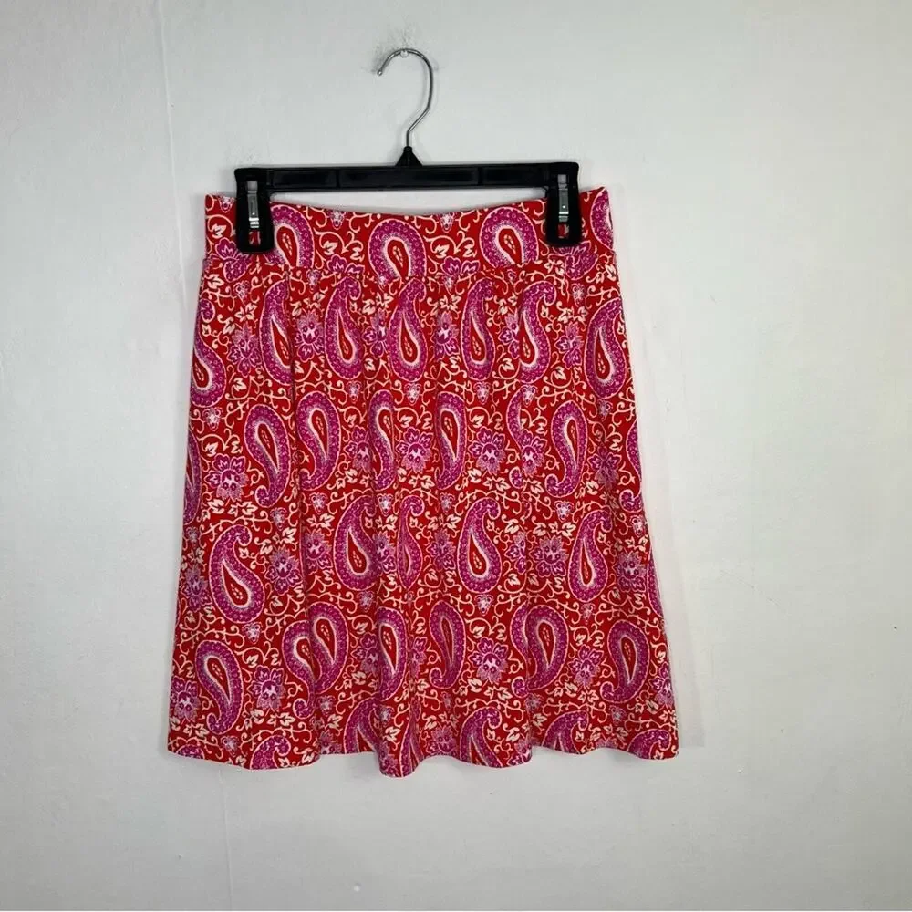 Boden Pull On Jersey Enchanted Paisley Pink Print Skirt Size 6 Petite